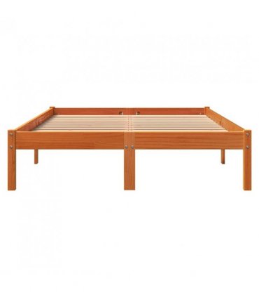 vidaXL Bed Frame without Mattress Wax Brown 135x190 cm Double Solid Wood Pine — Size: 135 x 190 cm — V0672028084