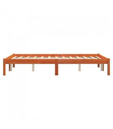 vidaXL Bed Frame without Mattress Wax Brown 135x190 cm Double Solid Wood Pine — Size: 135 x 190 cm — V0672028084