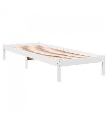 vidaXL Extra Long Bed Frame without Mattress White 100x210 cm Solid Wood Pine — Size: 100 x 210 cm — V0672028094