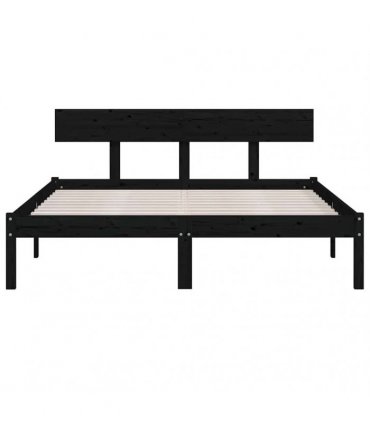 vidaXL Bed Frame | Black | Solid Pinewood | Double | Sturdy | Bed Frame — Size: 160 x 200 cm