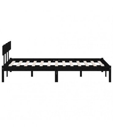 vidaXL Bed Frame | Black | Solid Pinewood | Double | Sturdy | Bed Frame — Size: 160 x 200 cm
