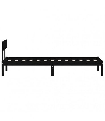 vidaXL Bed Frame | Black | Solid pinewood | Single | Durable | Bed Frame — Size: 90 x 190 cm
