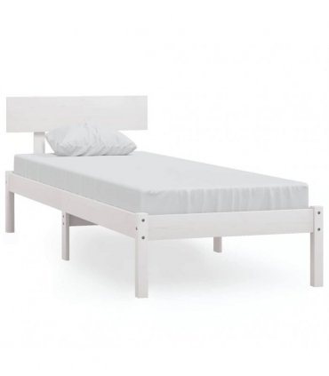 vidaXL Bed Frame | White | Solid pinewood | Single | Durable | Bed Frame — Size: 90 x 190 cm