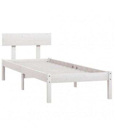 vidaXL Bed Frame | White | Solid pinewood | Single | Durable | Bed Frame — Size: 90 x 190 cm