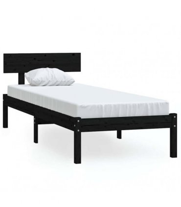 vidaXL Bed Frame | Black | Solid pinewood | Single | Durable | Bed Frame — Size: 90 x 200 cm