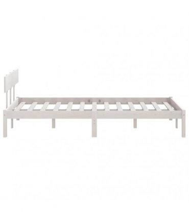 vidaXL Bed Frame | White | Solid pinewood | Small Double | Durable | Bed Frame — Size: 120 x 190 cm
