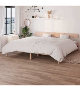vidaXL Bed Frame | Natural wood | Solid pine wood (untreated) | Double | Tough — Size: 200 x 200 cm