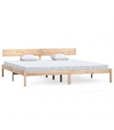 vidaXL Bed Frame | Natural wood | Solid pine wood (untreated) | Double | Tough — Size: 200 x 200 cm