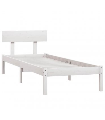 vidaXL Bed Frame | White | Solid Pine Wood | Single | Sturdy | Bed Frame — Size: 100 x 200 cm — V0672028114