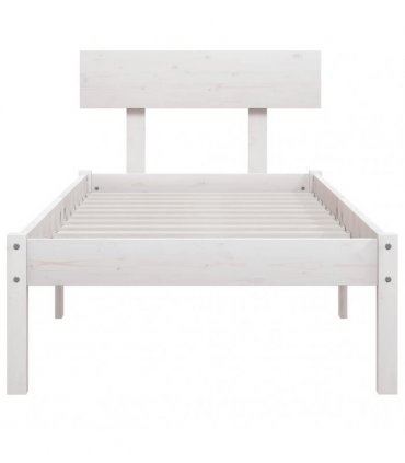 vidaXL Bed Frame | White | Solid Pine Wood | Single | Sturdy | Bed Frame — Size: 100 x 200 cm — V0672028114