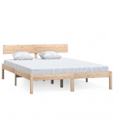 vidaXL Bed Frame | Natural Pine | Solid Pinewood | Double | Durable | Bed Frame — Size: 140 x 190 cm