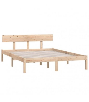 vidaXL Bed Frame | Pine | Solid Pinewood | Double | Durable | Bed Frame — Colour: natural, Size: 140 x 200 cm