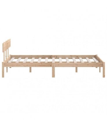 vidaXL Bed Frame | Pine | Solid Pinewood | Double | Durable | Bed Frame — Colour: natural, Size: 140 x 200 cm