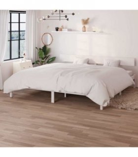 vidaXL Bed Frame | White | Solid pine wood | Super King | Durable | Bed Frame — Size: 180 x 200 cm