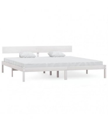 vidaXL Bed Frame | White | Solid pine wood | Super King | Durable | Bed Frame — Size: 180 x 200 cm