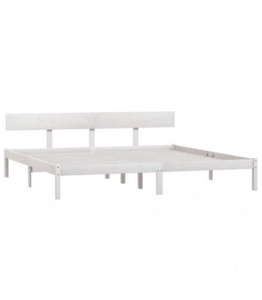 vidaXL Bed Frame | White | Solid pine wood | Super King | Durable | Bed Frame — Size: 180 x 200 cm