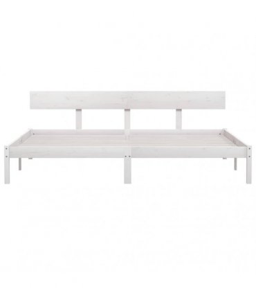 vidaXL Bed Frame | White | Solid pine wood | Super King | Durable | Bed Frame — Size: 180 x 200 cm