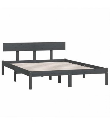 vidaXL Bed Frame without Mattress Grey Solid Wood Small Double — Size: 120 x 190 cm