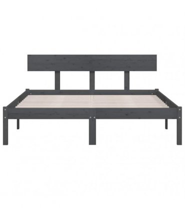 vidaXL Bed Frame without Mattress Grey Solid Wood Small Double — Size: 120 x 190 cm