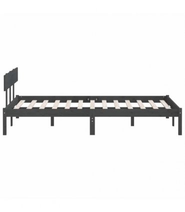 vidaXL Bed Frame without Mattress Grey Solid Wood Small Double — Size: 120 x 190 cm