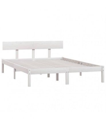vidaXL Bed Frame | White | Solid pine wood | 140x200 cm | Durable | Bed Frame — Size: 140 x 200 cm