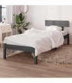vidaXL Bed Frame without Mattress Grey Solid Wood Pine Single — Size: 90 x 190 cm