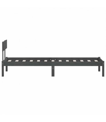 vidaXL Bed Frame without Mattress Grey Solid Wood Pine Single — Size: 90 x 190 cm