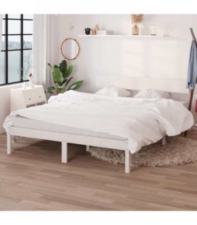 vidaXL Bed Frame | White | Solid Pine Wood | Double | Minimalistic | Bed Frame — Size: 120 x 200 cm