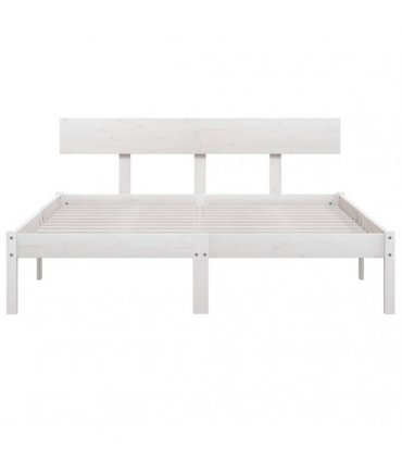 vidaXL Bed Frame | White | Solid Pine Wood | Double | Minimalistic | Bed Frame — Size: 120 x 200 cm