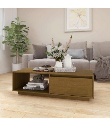 vidaXL Coffee Table Honey Brown 110x50x33.5 cm Solid Pinewood