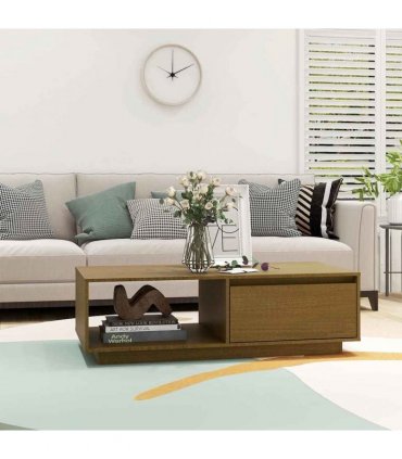 vidaXL Coffee Table Honey Brown 110x50x33.5 cm Solid Pinewood