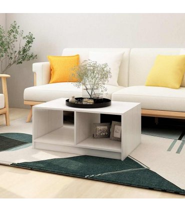 vidaXL Coffee Table White 75x50x33.5 cm Solid Pinewood