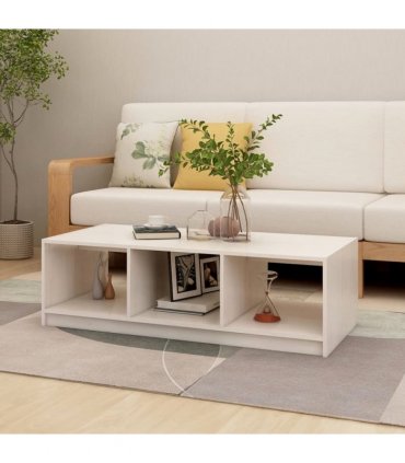 vidaXL Coffee Table White 110x50x34 cm Solid Pinewood