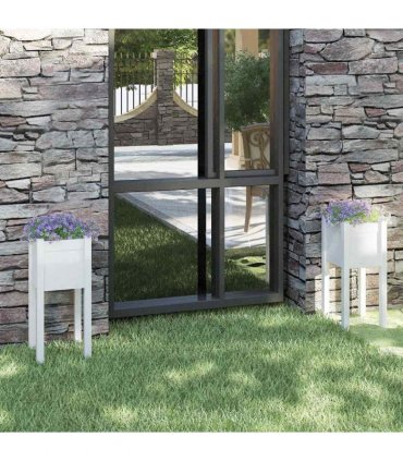 vidaXL Garden Planters 2 pcs White 31x31x70 cm Solid Pinewood
