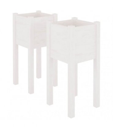vidaXL Garden Planters 2 pcs White 31x31x70 cm Solid Pinewood
