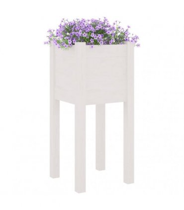 vidaXL Garden Planters 2 pcs White 31x31x70 cm Solid Pinewood