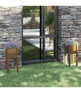 vidaXL Garden Planters 2 pcs Honey Brown 31x31x70 cm Solid Pinewood