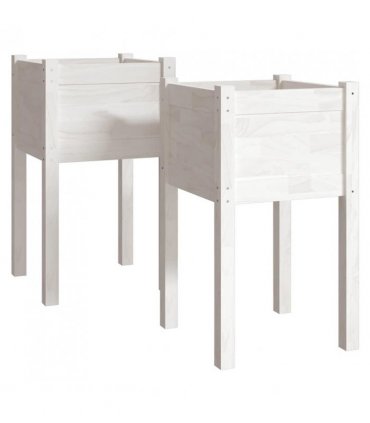 vidaXL Garden Planters 2 pcs White 40x40x70 cm Solid Pinewood