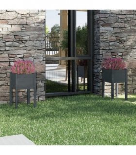 vidaXL Garden Planters 2 pcs Grey 40x40x70 cm Solid Pinewood