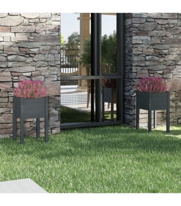vidaXL Garden Planters 2 pcs Grey 40x40x70 cm Solid Pinewood