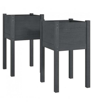 vidaXL Garden Planters 2 pcs Grey 40x40x70 cm Solid Pinewood