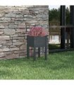 vidaXL Garden Planter Grey 40x40x70 cm Solid Pinewood
