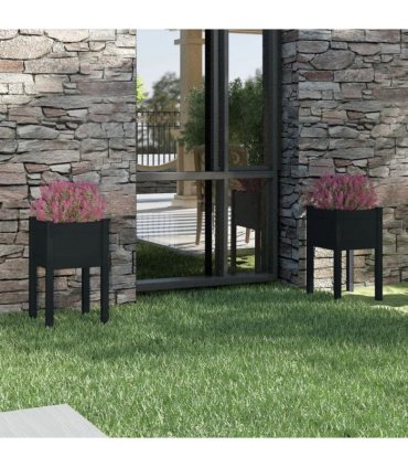 vidaXL Garden Planters 2 pcs Black 40x40x70 cm Solid Pinewood