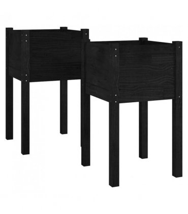 vidaXL Garden Planters 2 pcs Black 40x40x70 cm Solid Pinewood