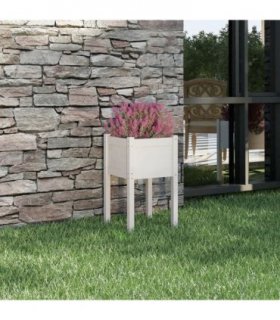 vidaXL Garden Planter White 40x40x70 cm Solid Pinewood
