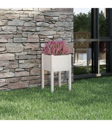 vidaXL Garden Planter White 40x40x70 cm Solid Pinewood