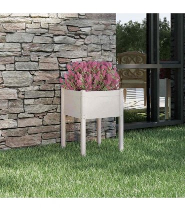 vidaXL Garden Planter White 50x50x70 cm Solid Pinewood
