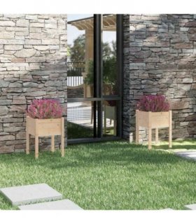 vidaXL Garden Planters 2 pcs 50x50x70 cm Solid Pinewood — Colour: natural