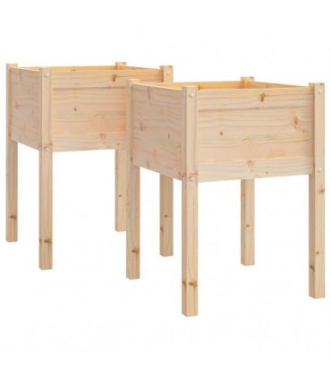 vidaXL Garden Planters 2 pcs 50x50x70 cm Solid Pinewood — Colour: natural