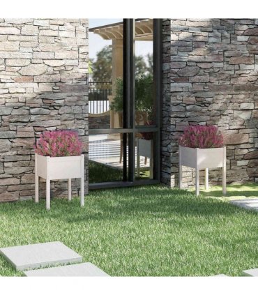 vidaXL Garden Planters 2 pcs White 50x50x70 cm Solid Pinewood
